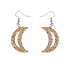 Crescent Moon Glitter Resin Drop Earrings - Gold