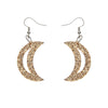 Crescent Moon Glitter Resin Drop Earrings - Gold