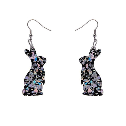 Erstwilder Essentials Bunny Chunky Glitter Resin Drop Earrings - Holographic Silver EE1007-CG0272