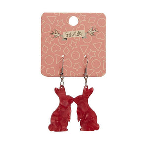 Erstwilder Essentials Bunny Textured Resin Drop Earrings - Red EE1007-RI1000