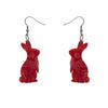 Bunny Textured Resin Drop Earrings - Red