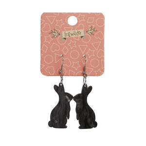 Erstwilder Essentials Bunny Textured Resin Drop Earrings - Black EE1007-RI7000