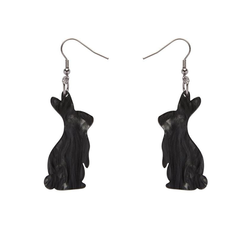 Erstwilder Essentials Bunny Textured Resin Drop Earrings - Black EE1007-RI7000