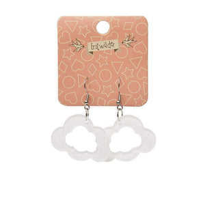 Erstwilder Essentials Cloud Glitter Resin Drop Earrings - White EE1008-SG8000