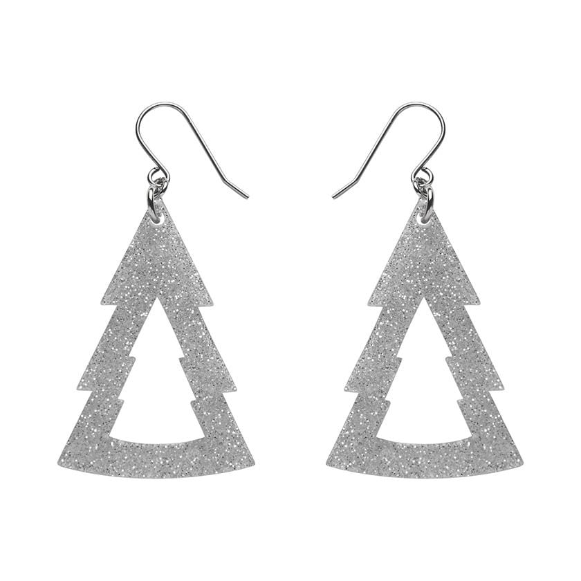 Erstwilder Essentials Tree Glitter Resin Drop Earrings - Silver EE1010-SG7200
