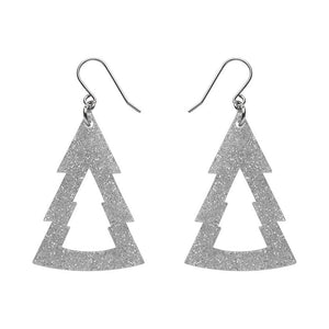 Erstwilder Essentials Tree Glitter Resin Drop Earrings - Silver EE1010-SG7200