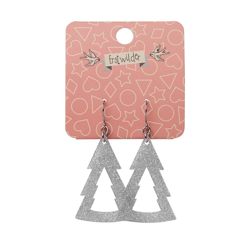 Erstwilder Essentials Tree Glitter Resin Drop Earrings - Silver EE1010-SG7200