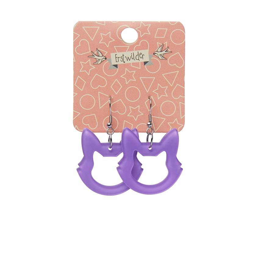 Erstwilder Essentials Cat Head Bubble Resin Drop Earrings - Purple EE1011-BU5000