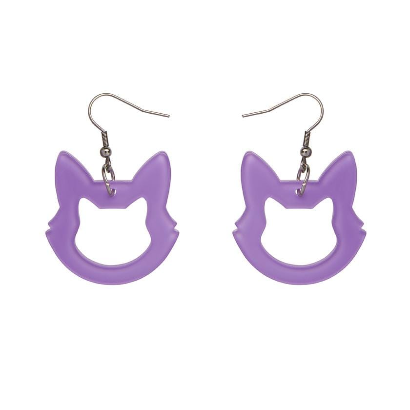 Erstwilder Essentials Cat Head Bubble Resin Drop Earrings - Purple EE1011-BU5000