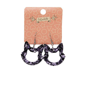 Erstwilder Essentials Cat Head Chunky Glitter Resin Drop Earrings - Purple EE1011-CG5000