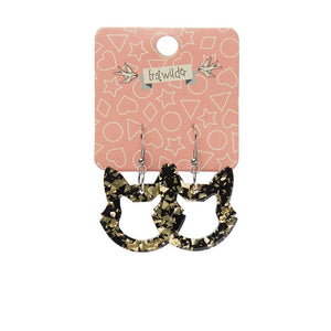 Erstwilder Essentials Cat Head Chunky Glitter Resin Drop Earrings - Yellow EE1011-CG6000