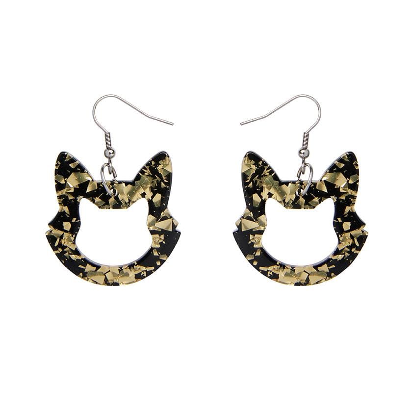 Erstwilder Essentials Cat Head Chunky Glitter Resin Drop Earrings - Yellow EE1011-CG6000