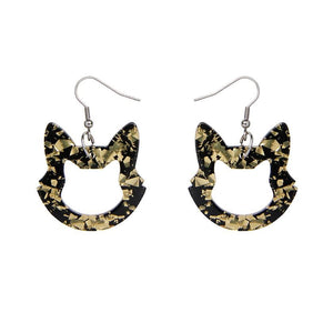 Erstwilder Essentials Cat Head Chunky Glitter Resin Drop Earrings - Yellow EE1011-CG6000
