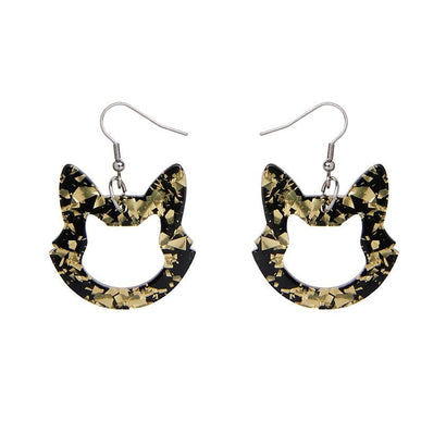 Erstwilder Essentials Cat Head Chunky Glitter Resin Drop Earrings - Yellow EE1011-CG6000