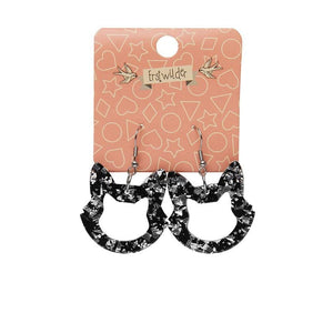 Erstwilder Essentials Cat Head Chunky Glitter Resin Drop Earrings - Silver EE1011-CG7200