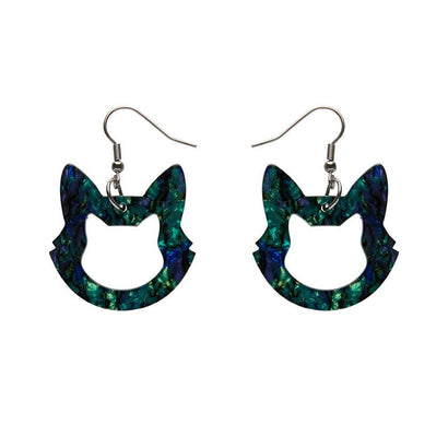 Erstwilder Essentials Cat Head Lava Resin Drop Earrings - Green EE1011-L4000