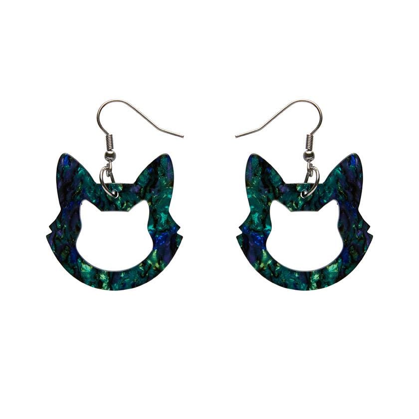 Erstwilder Essentials Cat Head Lava Resin Drop Earrings - Green EE1011-L4000