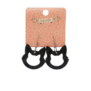 Erstwilder Essentials Cat Head Ripple Resin Drop Earrings - Black EE1011-RI7000