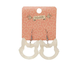 Erstwilder Essentials Cat Head Glitter Resin Drop Earrings - White EE1011-SG8000