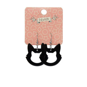 Erstwilder Essentials Cat Head Solid Resin Drop Earrings - Black EE1011-SO7000