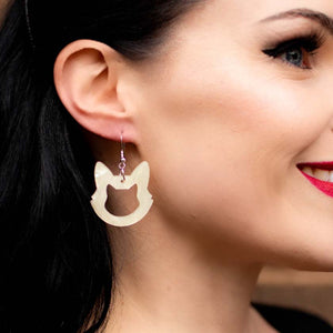 Erstwilder Essentials Cat Head Ripple Resin Drop Earrings - White EE1011-RI8000