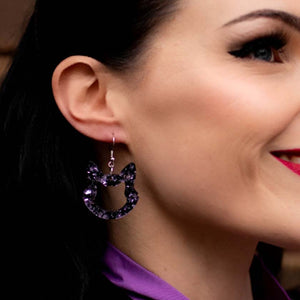 Erstwilder Essentials Cat Head Chunky Glitter Resin Drop Earrings - Purple EE1011-CG5000