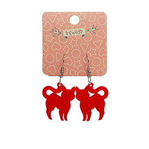 Erstwilder Essentials Pussy Cat Bubble Resin Drop Earrings - Red EE1012-BU1000
