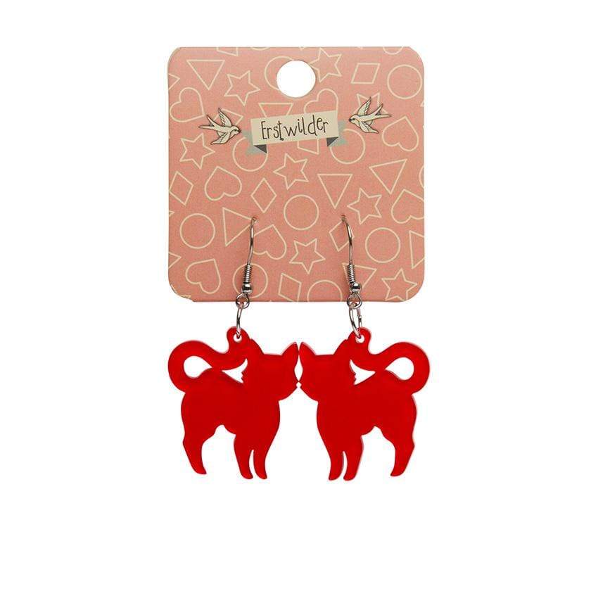 Erstwilder Essentials Pussy Cat Bubble Resin Drop Earrings - Red EE1012-BU1000