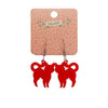 Pussy Cat Bubble Resin Drop Earrings - Red