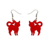 Pussy Cat Bubble Resin Drop Earrings - Red