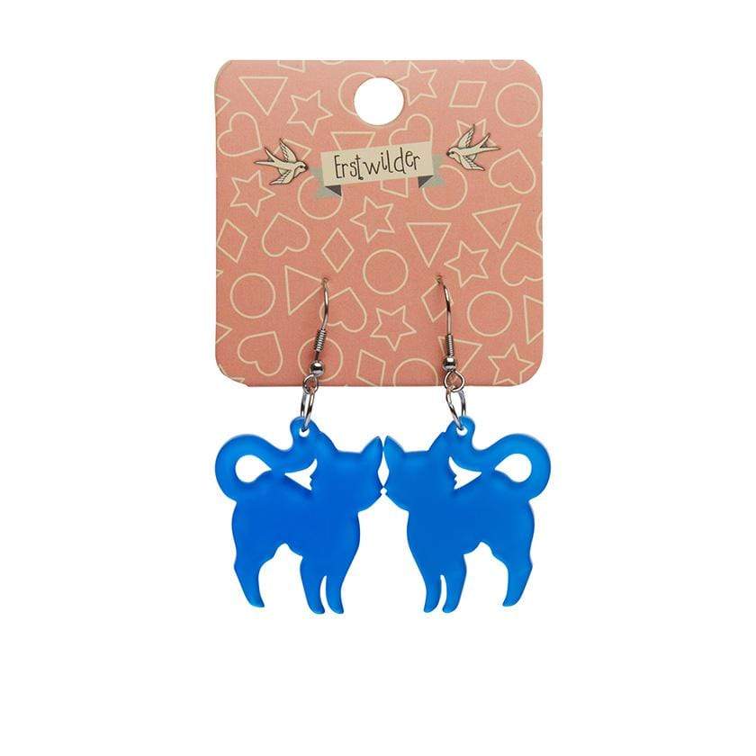 Erstwilder Essentials Pussy Cat Bubble Resin Drop Earrings - Blue EE1012-BU3000
