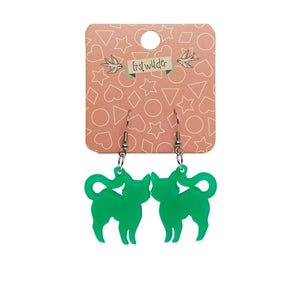 Erstwilder Essentials Pussy Cat Bubble Resin Drop Earrings - Green EE1012-BU4000