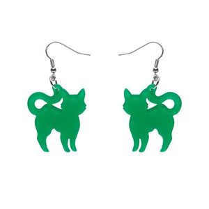 Erstwilder Essentials Pussy Cat Bubble Resin Drop Earrings - Green EE1012-BU4000