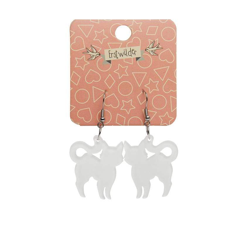 Erstwilder Essentials Pussy Cat Bubble Resin Drop Earrings - White EE1012-BU8000