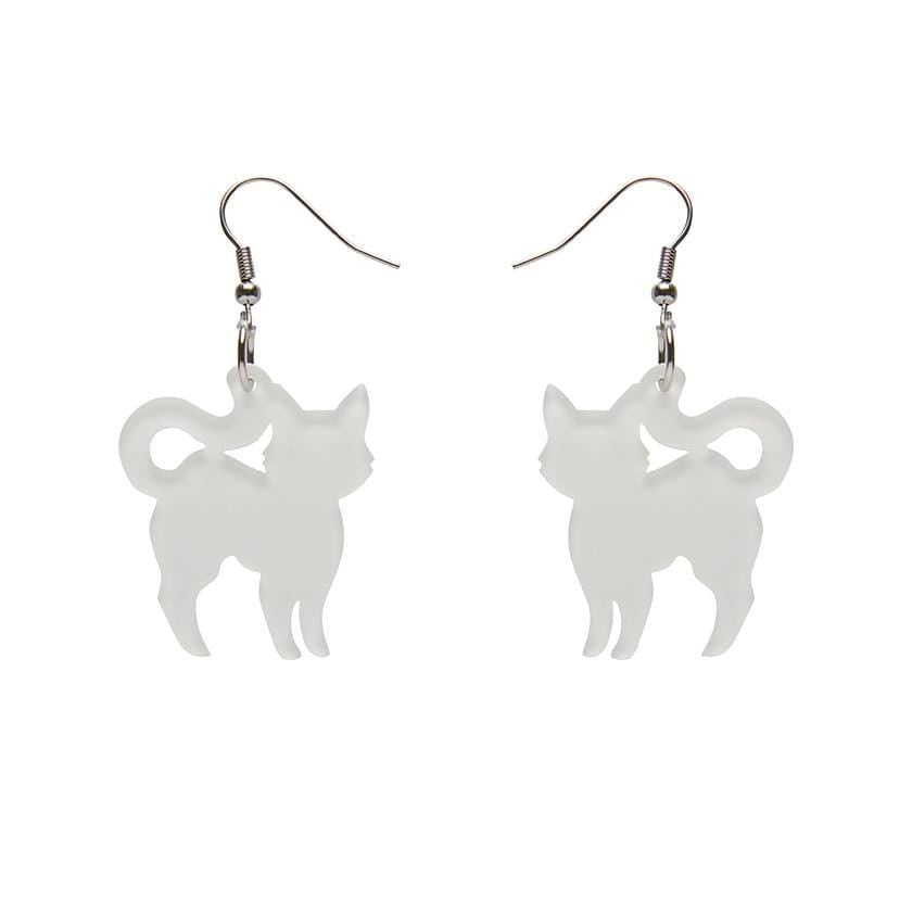 Erstwilder Essentials Pussy Cat Bubble Resin Drop Earrings - White EE1012-BU8000