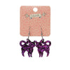 Pussy Cat Chunky Glitter Resin Drop Earrings - Purple