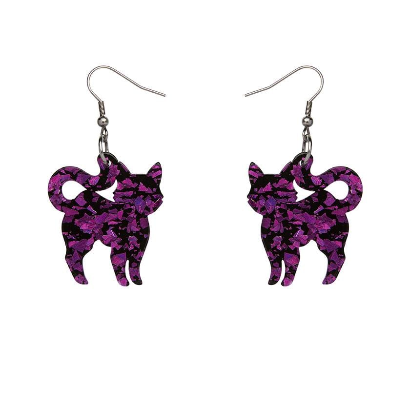 Erstwilder Essentials Cat Chunky Glitter Resin Drop Earrings - Purple EE1012-CG5000