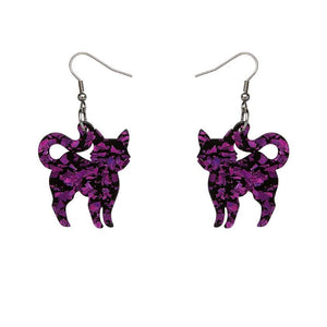 Erstwilder Essentials Cat Chunky Glitter Resin Drop Earrings - Purple EE1012-CG5000