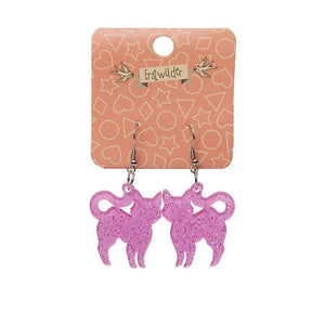 Erstwilder Essentials Pussy Cat Solid Glitter Resin Drop Earrings - Pink EE1012-G2000
