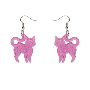 Erstwilder Essentials Pussy Cat Solid Glitter Resin Drop Earrings - Pink EE1012-G2000