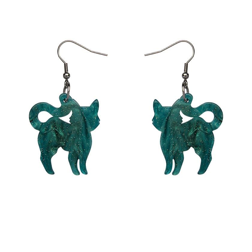 Erstwilder Essentials Cat Ripple Glitter Resin Drop Earrings - Green EE1012-RG4000