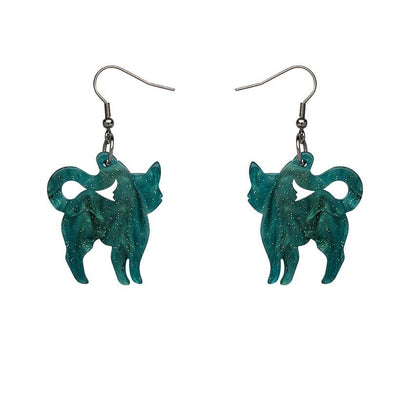 Erstwilder Essentials Cat Ripple Glitter Resin Drop Earrings - Green EE1012-RG4000