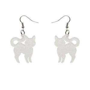 Erstwilder Essentials Pussy Cat Glitter Resin Drop Earrings - White EE1012-SG8000