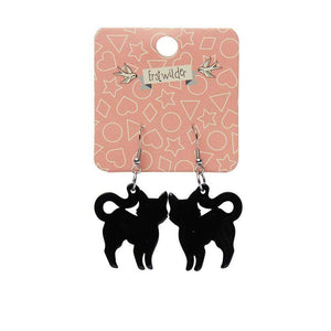 Erstwilder Essentials Pussy Cat Solid Resin Drop Earrings - Black EE1012-SO7000