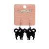 Pussy Cat Solid Resin Drop Earrings - Black