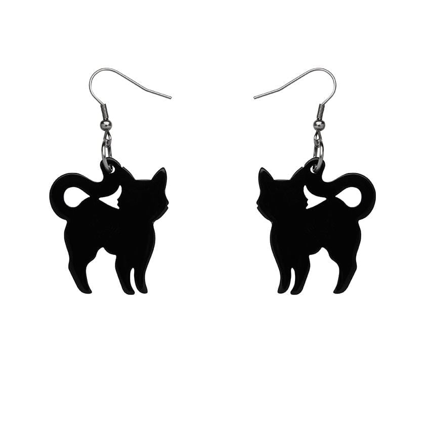Erstwilder Essentials Pussy Cat Solid Resin Drop Earrings - Black EE1012-SO7000