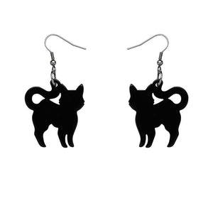 Erstwilder Essentials Pussy Cat Solid Resin Drop Earrings - Black EE1012-SO7000
