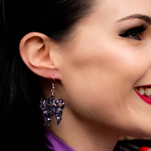 Erstwilder Essentials Pussy Cat Chunky Glitter Resin Drop Earrings - Purple EE1012-CG5000