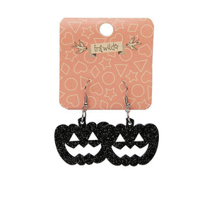 Erstwilder Essentials Pumpkin Glitter Resin Drop Earrings - Black EE1013-SG7000