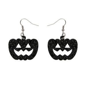 Erstwilder Essentials Pumpkin Glitter Resin Drop Earrings - Black EE1013-SG7000